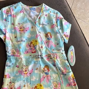 Precious Moments Women's small scrub top Blue